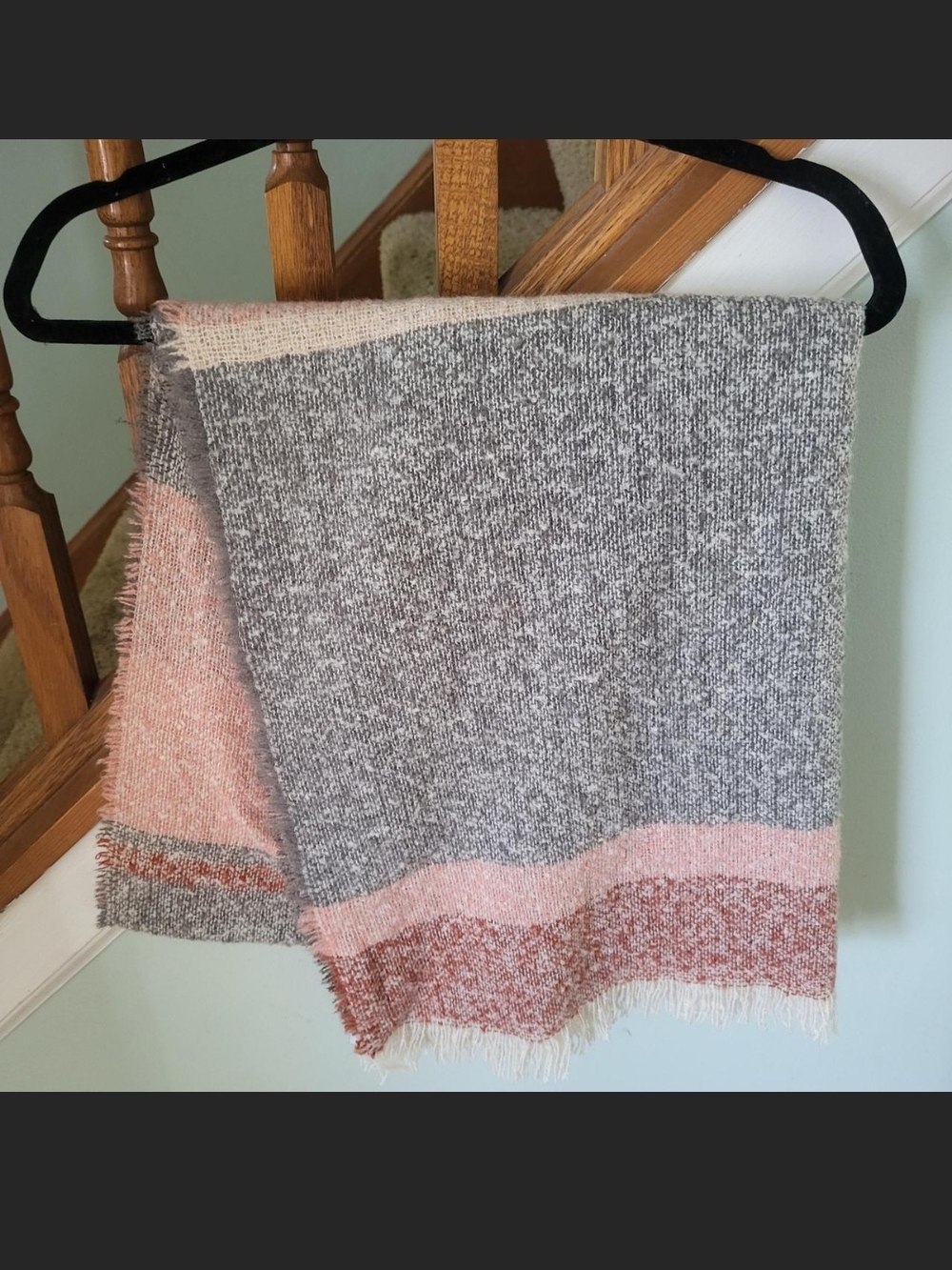 Gray and Pink Striped Women's Scarf Wrap